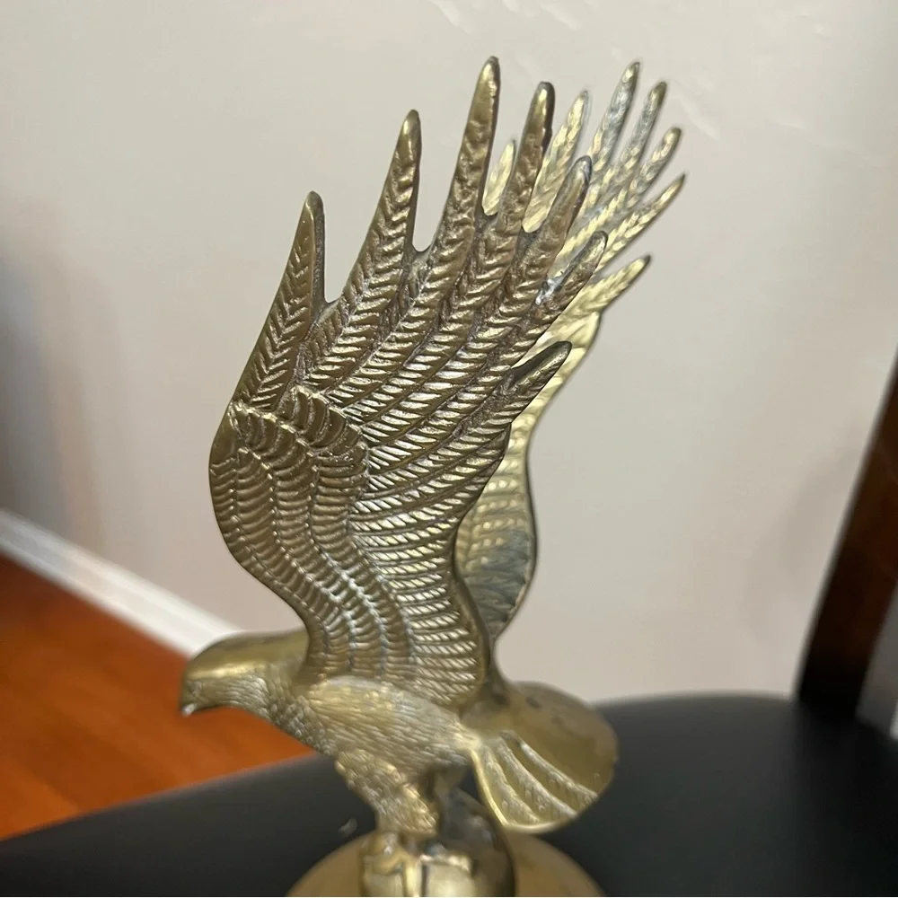 Antique Brass Eagle Sculpture - Picture 3 of 5